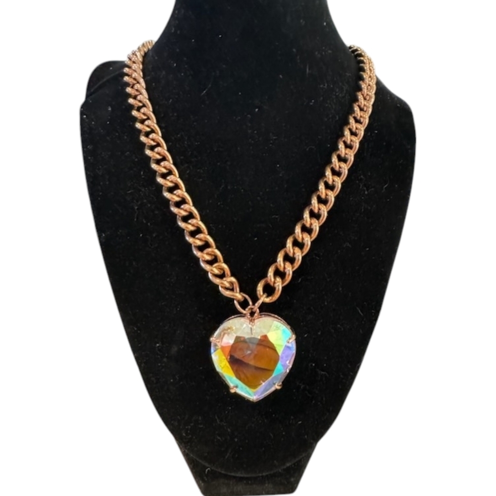 COPY - BNWT Juicy Couture AB Crystal Heart on Chunky Bronze Link Chain